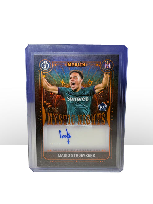 Karta Mario Stroeykens 09/25 Mystic Nights Rookie Card Autograph RSC Anderlecht Topps Merlin 2024/2025